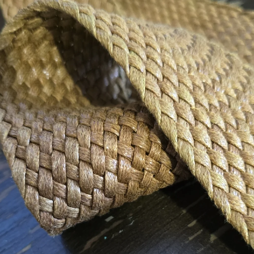 Woven Tan Belt with Round Buckle